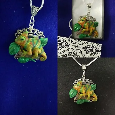 Chameleon Necklace  Animals Pendant Chameleon Pendant  Chameleon Jewelry  • $40