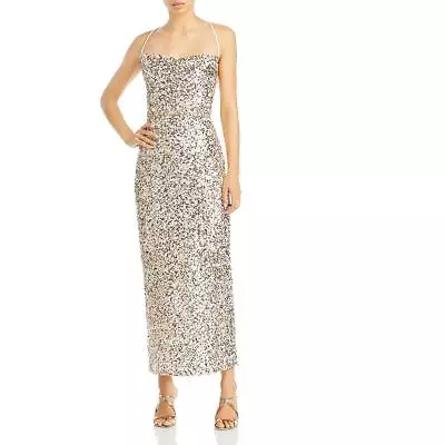 Sabina Musayev Womens White Sequined Maxi Evening Dress L BHFO 0373 • $29.99