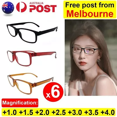 6 Pairs Mens Ladies Wayfarer Frame Magnifying Reading Glasses Nerd Spectacl AU • $8.99