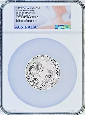 2023 Incused Proof Obverse HIGH RELIEF 5oz Silver Kookaburra $8 Coin NGC PF70 ER • $499.99