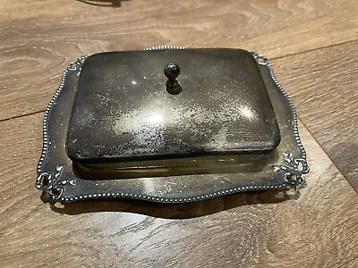 £4.50 • Buy Antique / Vintage Silver Plated (EPNS) Butter Dish With Glass Dish