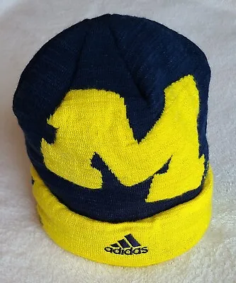 Adidas University Of Michigan Wolverines Cuffed Beanie Winter Hat  • $65