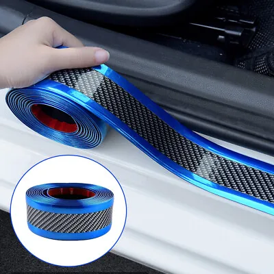 $16.95 • Buy Carbon Fiber Blue Car Door Sill Guard Anti-collision Strip Protector Accessory*1