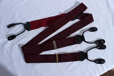 TRAFALGAR TEXTURED SUSPENDERS BRACES Red Maroon LEATHER ENGLAND EUC • $30