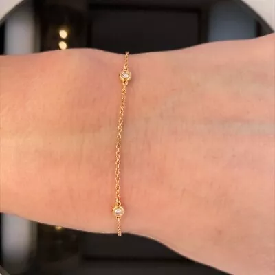 Tiffany & Co. Bracelet 18k Rose Gold Elsa Peretti By The Yard 3 Diamond • $695