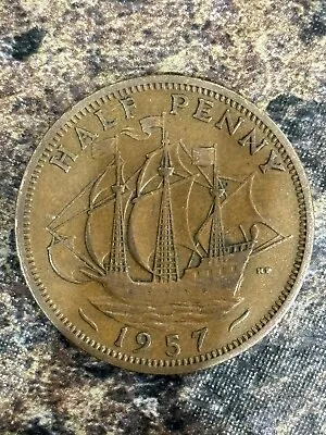 Elizabeth II Half Penny 1957 • £0.99