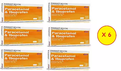 $29.99 • Buy Pharmacy Action Paracetamol & Ibuprofen 12 Tab X 6 Boxes QLD Stock +VE Feedback