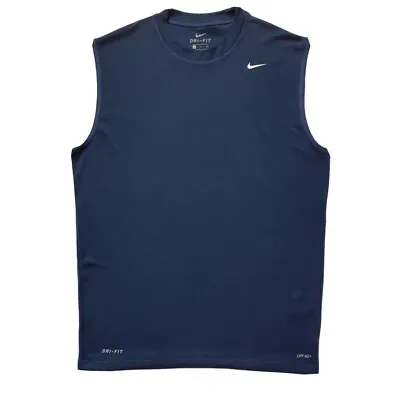 Nike Dri Fit Mens Tank Sleeveless Top Athletic Shirt T-shirt S Blue UPF 40 NEW • $21.95