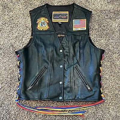 VTG Christian Motorcyclists Association Biker Vest Black Leather Size XXL • $44.99