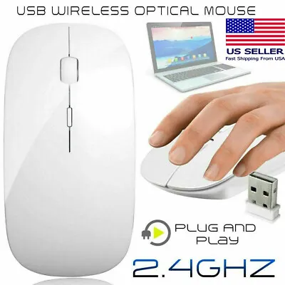 2.4GHz USB Wireless Optical Mouse Mice For Apple Mac Macbook Pro Air PC White US • $7.86