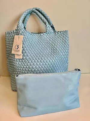 New Queenoris Large Woven Women’s Handbag & Clutch Vegan Leather Tote Bag Blue • $32