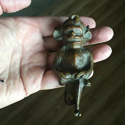 $142.93 • Buy Rare Large Antique Lincoln Imp Bronze Brass Devil Pixie Gargoyle Door Knocker