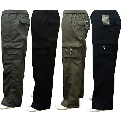 £12.99 • Buy Mens New Elasticated Cargo Combat Work Cotton Lightweight Trousers Pants Bottoms