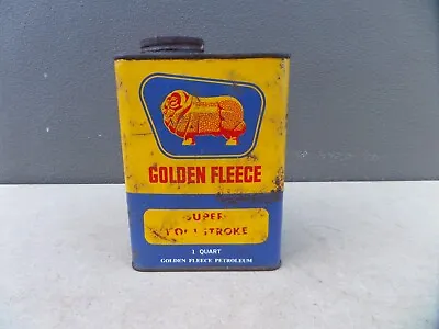 Antique Vintage Old  1 Quart  Two Stroke Golden Fleece Oil Tin Can • $250