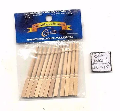 Spindles Balusters CLA77025 Wooden Dollhouse Miniature 12pc  1/12 Scale • $5.95