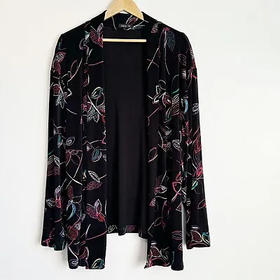 Vikki Vi Slinky Open Cardigan SZ 3X Black Bright Floral Long Sleeves • $28.99