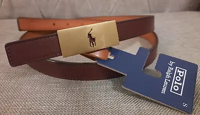 **** Polo Ralph Lauren Slim Burgundy /tan Reversible Belt Small **** • £49.99