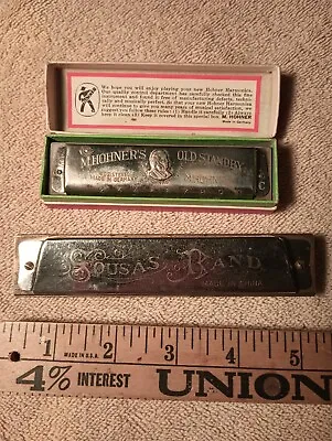 Lot 2 M. HOHNER OLD STANBY HARMONICA 34B KEY OF C + Sousa's Band Harmonica • $12