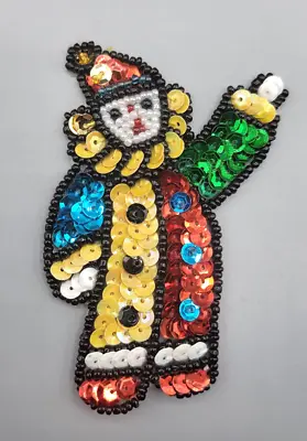 $19.99 • Buy Vintage Clown Jester Mardi Gras Sequin Beads Beaded Rainbow Applique Patch