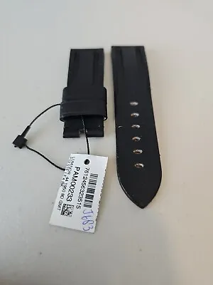 $238 • Buy Panerai 24/22 Black Leather OEM Vintage Channel Watch Strap For Tang Pin Buckle