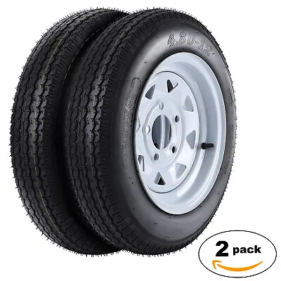 2New 4.80-12 480-12 4.80 X12 Trailer Tires And Rims 5 Lug 4.5  Load Range C 6PR • $99.79