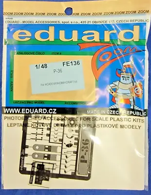 1/48 Eduard Zoom PE Set For Curtis P-36 Hawk  Fits Hobbycraft/Academy Kit • $9.89