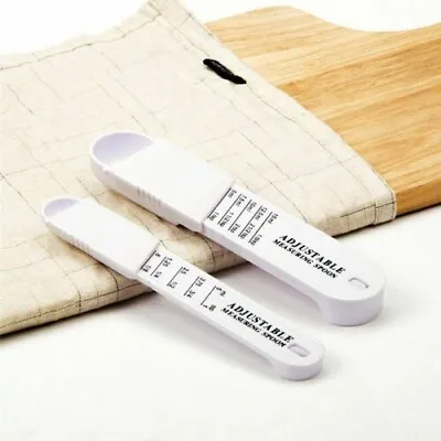 2pc Measuring Spoons Adjustable Sliding 5ml-15ml Medicine Measuring Spice Baking • £9.80