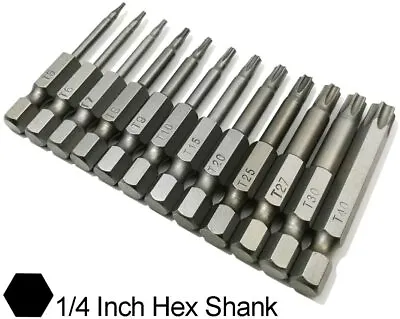 12PCS 50mm T5-T40 Torx Head Screw Bits Driver Set Kit Tools 1/4 Inch Hex Shank • $6.89