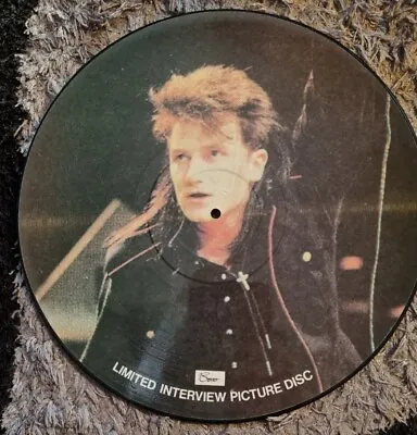 U2's Bono Interview Picture Disc 10  @45rpm Could Hang On Wall Vintage 80s • £7.95