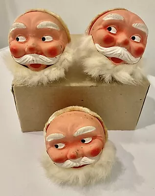 Vintage Paper Mache Santa Head Candy Container Ornaments X 3 Western Germany • $100