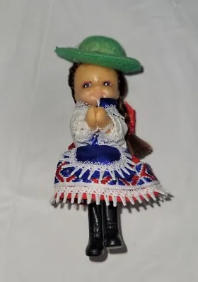 Vintage German Swiss Folk Art Dressed Girl Clip On Pencil Hugger Toy • $14.99