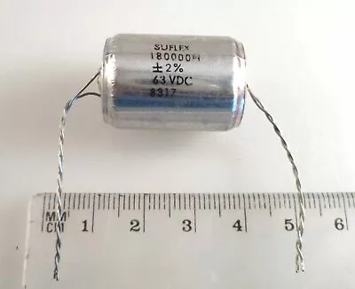 Suflex Polystyrene Axial Capacitor 180000pF 63V 2% 1983 OM0929R • £6