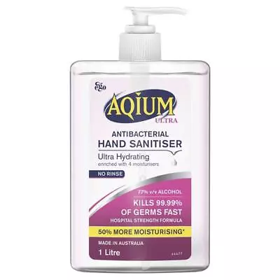 Ego Aqium Antibacterial Ultra Hydrating Hand Sanitiser 1L • $23.45