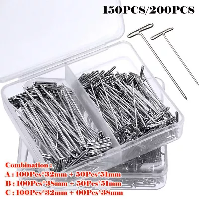 Silver Metal T Pins 32/38/55mm Modelling Crafts Sewing Macrame Wigs Diy Uk • £6.39