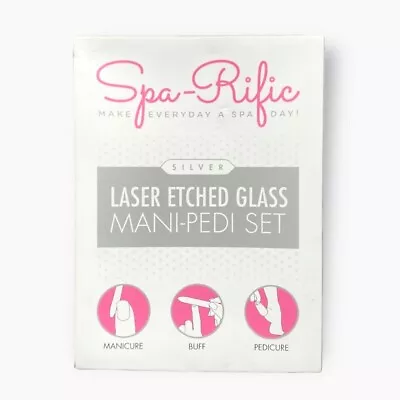 Spa-Rific Silver Laser Etched Glass Mani-Pedi Set Everyday Spa Day New • $28.95