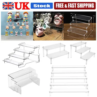 Acrylic Riser Display Shelf Rack Display Stand Figures Cosmetic Cupcake Holder • £9.59