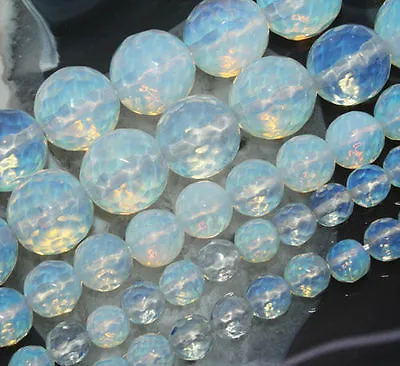 Faceted 6/8/10/12/14mm Sri Lanka White Moonstone Gemstone Round Loose Beads 15'' • $2.88