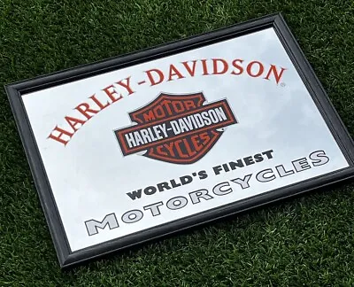 Vintage Harley Davidson Motorcycles Mirror Picture World’s Finest 21.5” X 16.5” • $100