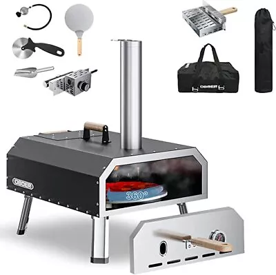 MOPHOTO Outdoor Pizza Oven Gas & Wood Fired 13 In & 16 In With Gas Burner • $239