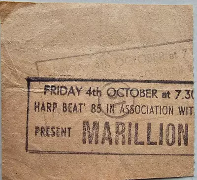 MARILLION 1985 Original Used Concert Tour Ticket Hammersmith Music Memorabilia  • £9.69