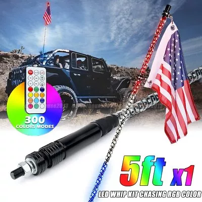 RGB 5ft LED Whip Light Flag For UTV ATV Accessories RZR Can-Am Polaris Antenna • $79.99