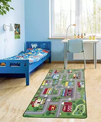 City Street Map Kids' Rug With Roads Kids Rug Play Mat With School Hospital • $27.88