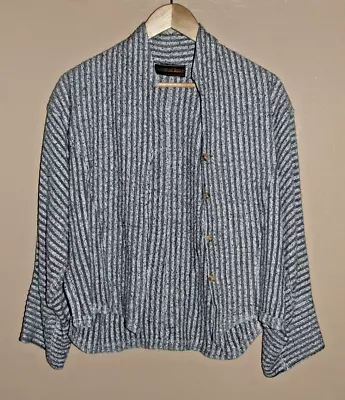 HAMPSTEAD BAZAAR SHRUG JACKET Size 20 Striped 100% Cotton Kimono Grey Shell • £50