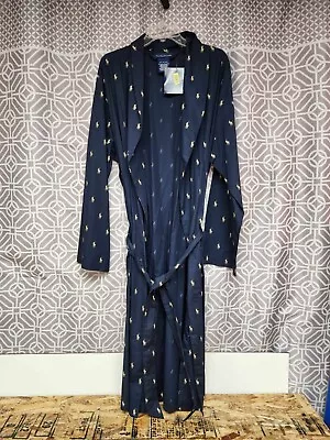 Polo Ralph Lauren NWT Men's Size S/M All Over Pony Print Robe Navy Lightweight • $50