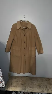 Womens Vintage Coat!  100% Camel Hair Double Breasted Tan Overcoat • $100