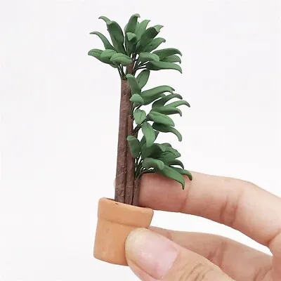 1/12 Scale Dollhouse Miniature Leafed Potted Plant Garden Flower Accessories • $7.39