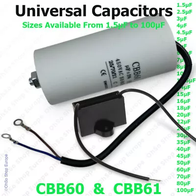 Capacitor Motor Start Run CBB60 & CBB61 Fan Water Air Pump Tumble Dryer Air-Con • £7.60