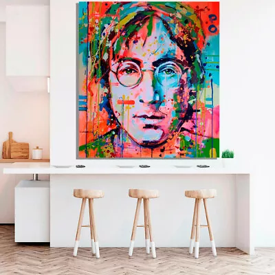 John Lennon Print On Stretched Canvas Prints  Abstract Watercolor The Beatles • $93.45