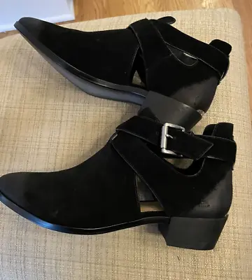 Michael Kors Boots Size 9.5 Color Black Suede With Leather Toe Sliver Buckle • $35