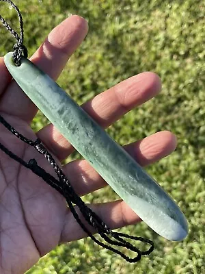 145mm CHATOYANT Maori Greenstone Pounamu RARE NZ INANGA JADE V BIG KURU/PENDANT! • $243